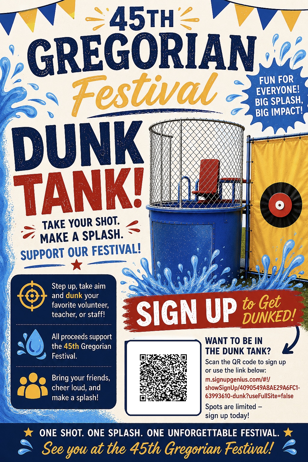 45th Gregorian Festival Dunk Tank flyer